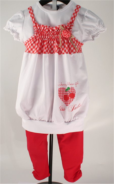 Immagine di Completo leggings bianco e rosso