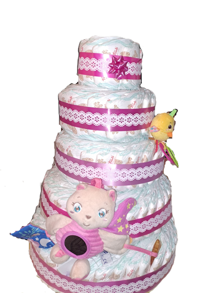 Immagine di Torta di Pannolini a Piani con Giochi Limited Edition Rosa